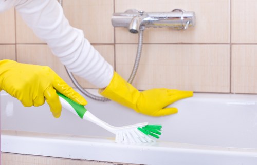 Technician reviewing service terms before completing a cleaning job