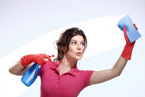 Carpet cleaning equipment in use during stain treatment